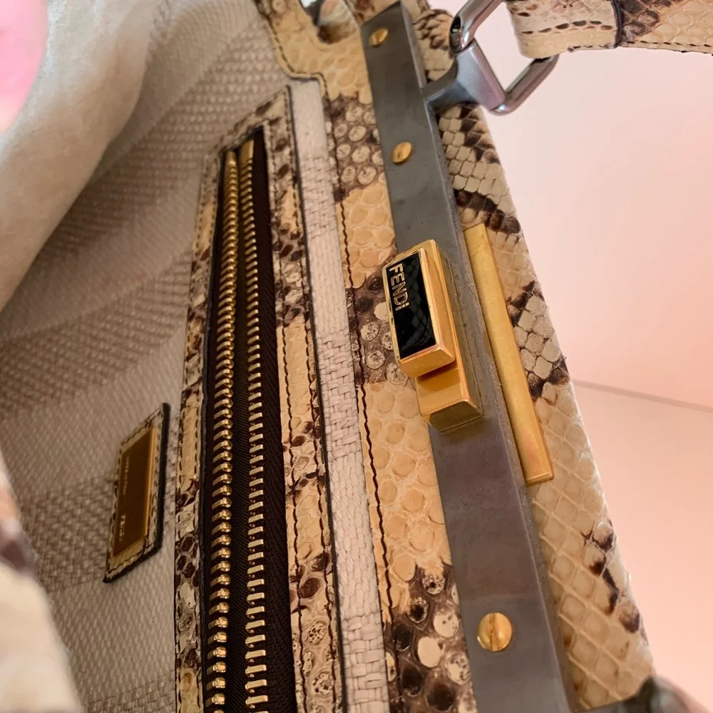 Fendi python peekaboo handle bag crossbody